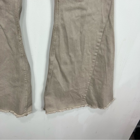 CATO denim raw hem asymmetrical waist tan flare jeans CC22 - Picture 3 of 7